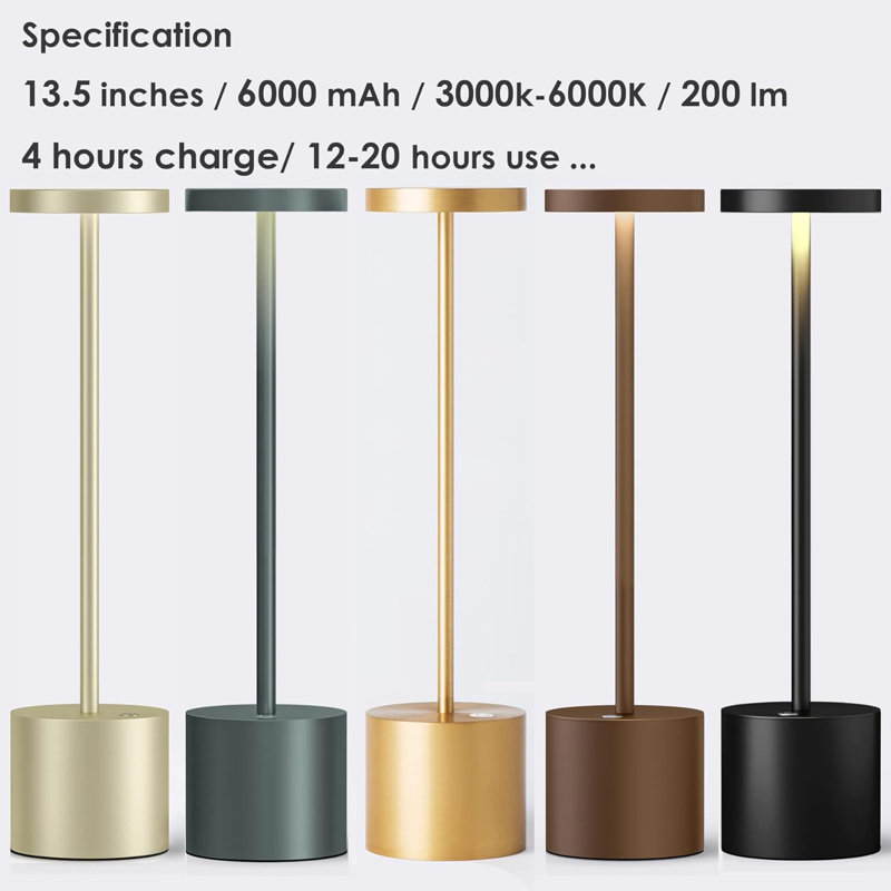 Rechargeable Cordless LED Table Lamp Set, 3-Level Dimmable, 6000Mah Battery, Waterproof, Portable For Indoor/Outdoor Use - 2 Pack