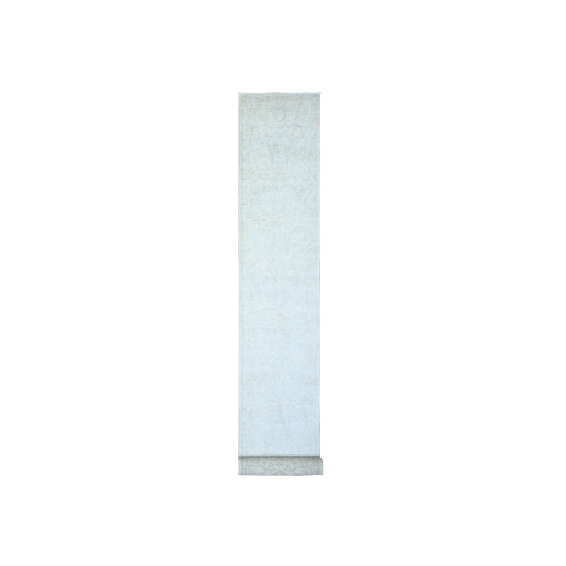 Tapis de couloir en laine vieillie 2 pi 6 po x 19 pi 2 po ivoire Peshawar BE3CD85F0C6B446099192E538AEFE35E