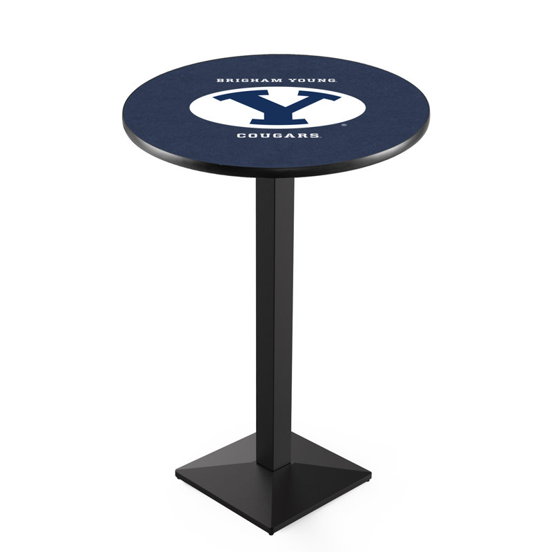 Round Metal Base Dining Table, Black Wrinkle, Brigham Young University
