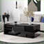 Table basse noire en verre trempé avec finition ultrabrillante, rangement peu encombrant Assemblage facile pour le salon-1154151414