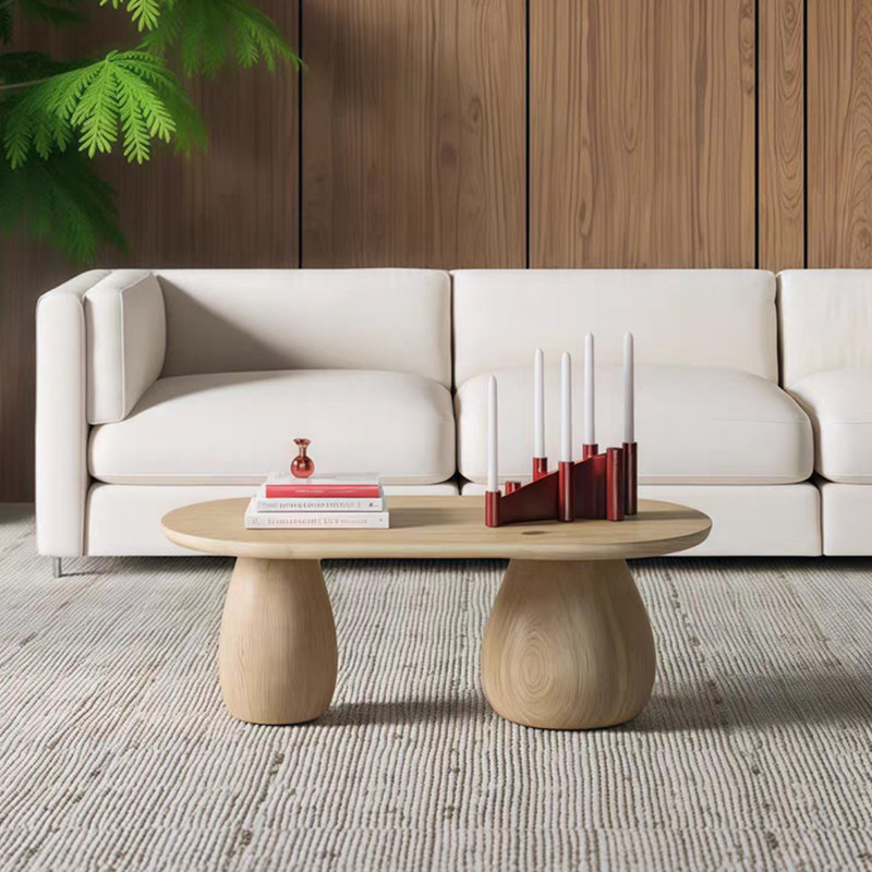 Minimalist solid wood coffee table, Burlywood, 15.74" H x 39.37" L x 23.62" W