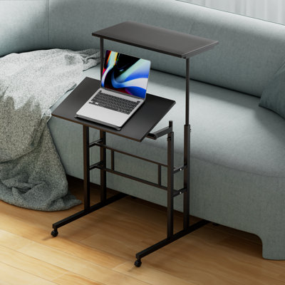 Computer Desk with Tilting Table, Adjustable Small Standing Desk W/ Monitor Shelf for Office