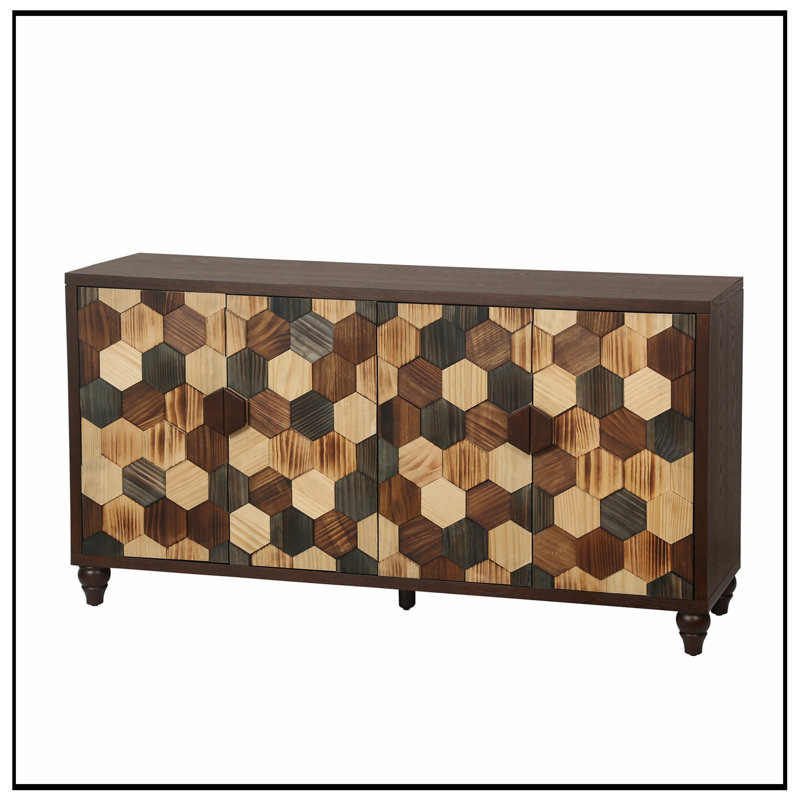 Sideboard Cabinet with 4 doors and Sturdy Base, Antique Bronze
