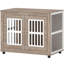 Mobilier de caisse pour chien de 39 pouces, table de bout avec 2 portes, tapis antidérapant réglable, chiens de taille moyenne à grande, brun noyer
