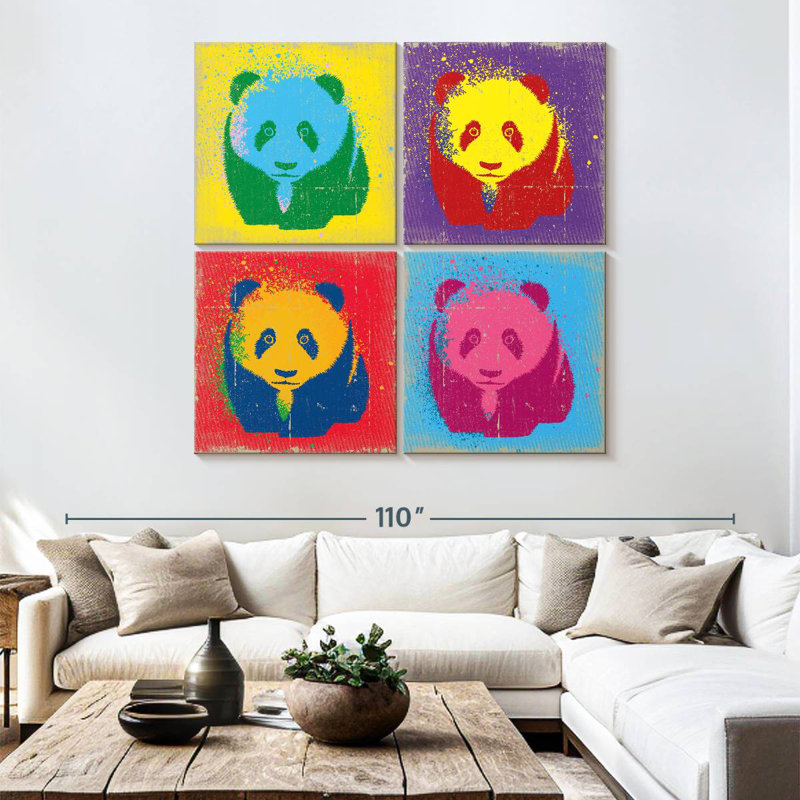 Brampt Paint Splash Pandas, 74" H x 74" W