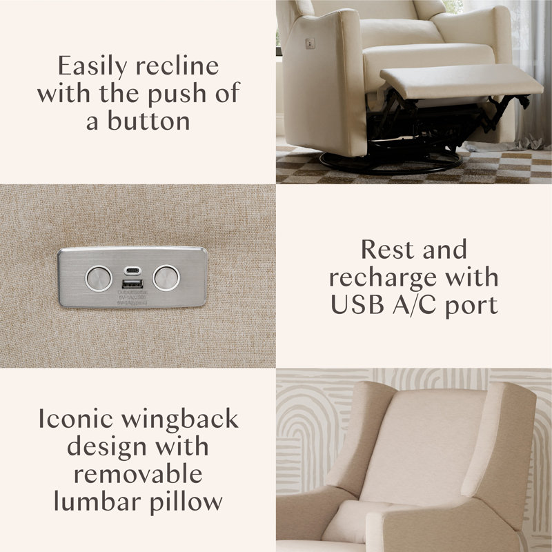 Kiwi Electronic Swivel Reclining Glider, Performance Beach Eco-Weave