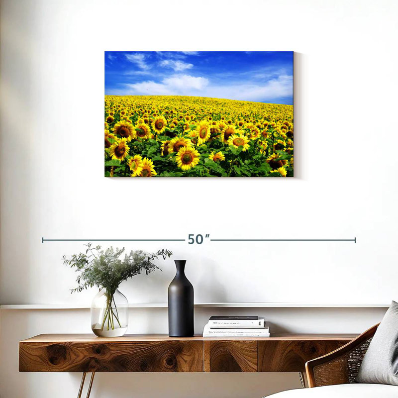 Tournesols d'Alvord sous un ciel bleu, H 20 po x l 30 po