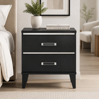Black 2-Drawer Nightstand