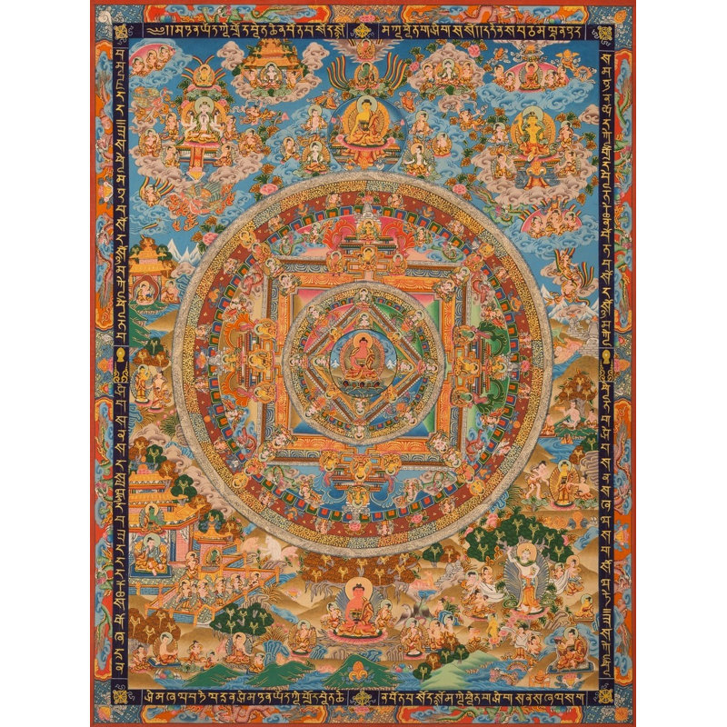 Amitabha M & Ala (Brocadeless Thangka) | Or 24 carats, gouache et acrylique sur toile de coton