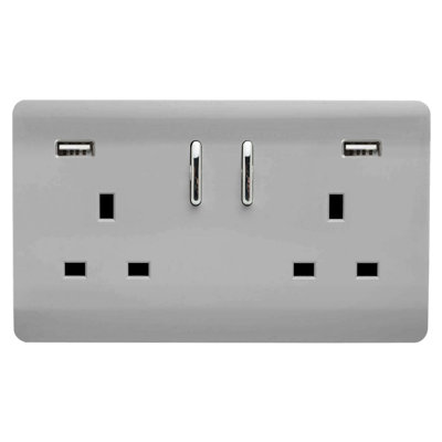 Trendi Switch 2 Gang USB 3100mA Plug Socket