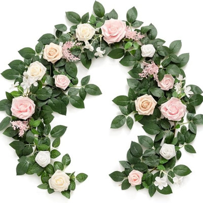 Arrangement floral de guirlandes de fleurs artificielles, décorations florales de mariage, décorations de centre de table, guirlandes florales, verdure, guirlande, intérieur, extérieur, décoration murale