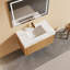 Meuble-lavabo flottant avec comptoir en pierre frittée, lavabo en céramique et capteur DEL