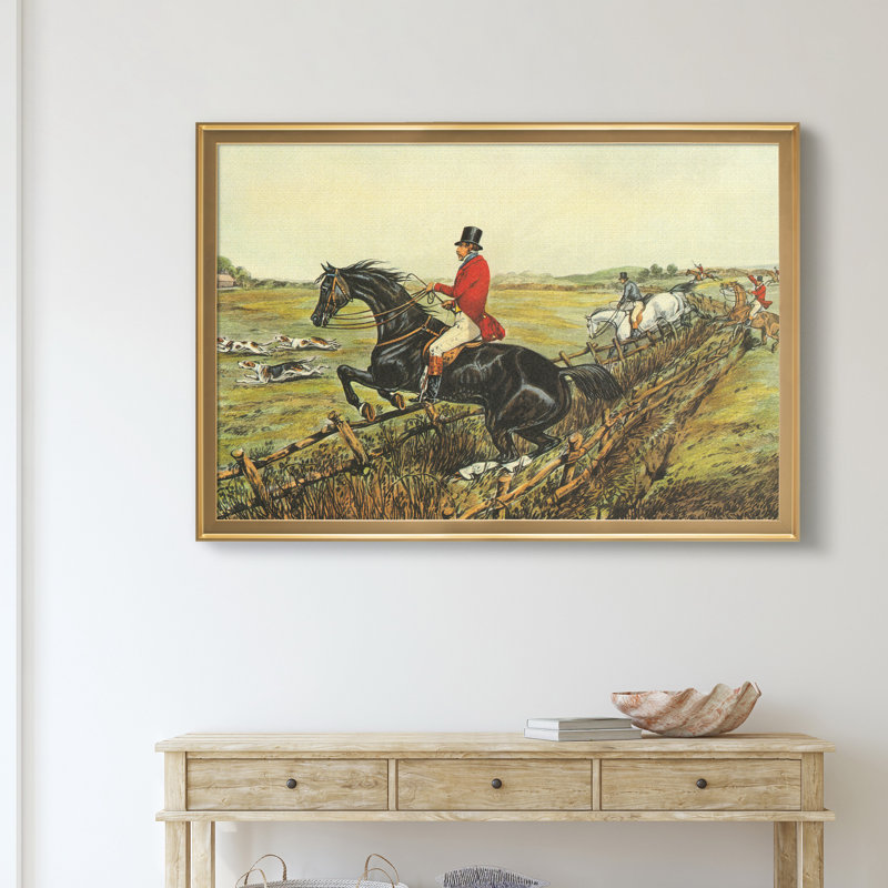 The English Hunt IV - Reproduction d'art graphique sur toile encadrée, Doré, H 22,5 po x l 30,5 po x P 1,5 po