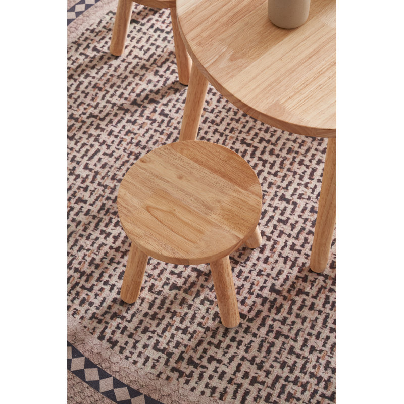 Solid Wood Accent Stool, Natural Wood