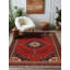Tapis marocain rouge en coton et polyester à imprimé numérique Alba Collection-49710362