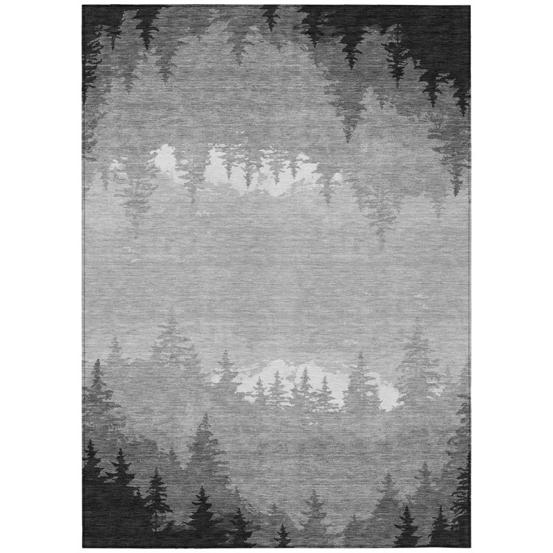 Machine Washable Indoor/Outdoor Chantille ACN2861 Lodge Rug, Gray, 10' x 14'