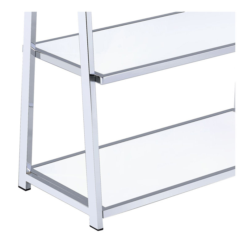Bibliothèque blanche et chrome avec 6 tablettes