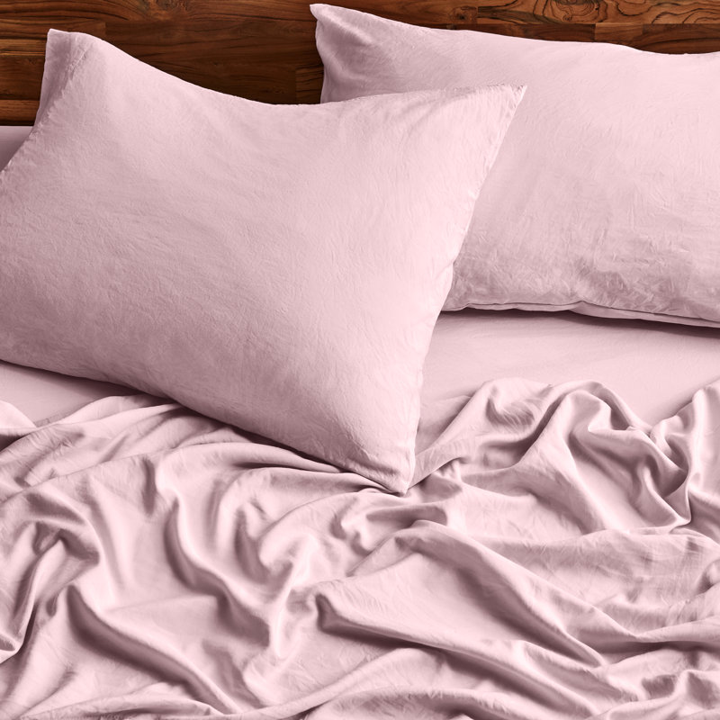 Washed Ultra-soft Microfiber Sheet Set, Queen Sheet Set with 2 Pillowcases, Dusty Pink