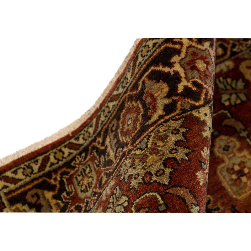 Tapis oriental brun / noir / beige en laine / viscose de haute qualité noué à la main
