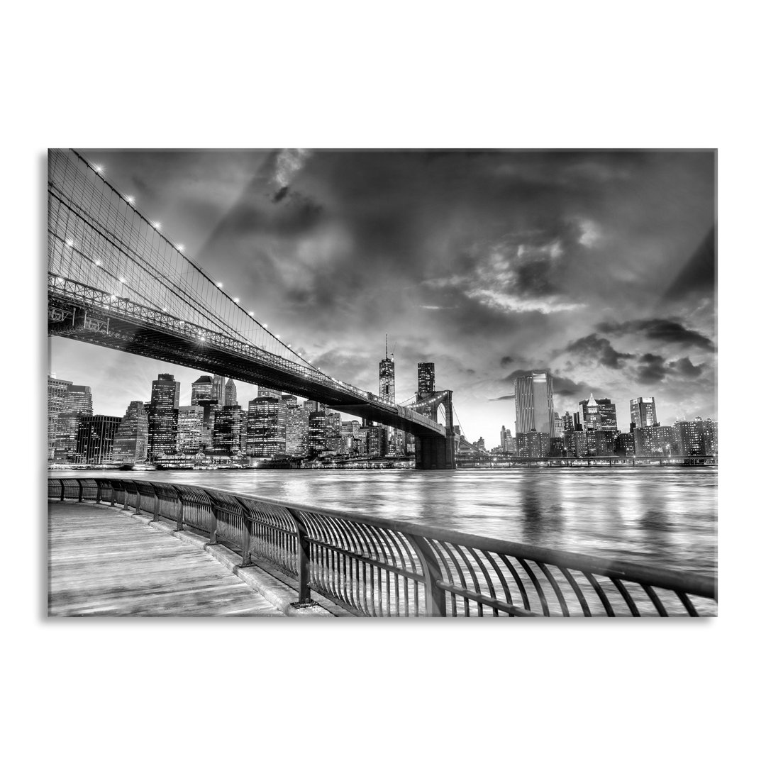 Ungerahmtes Foto auf Glas "Brooklyn Bridge Park New York"