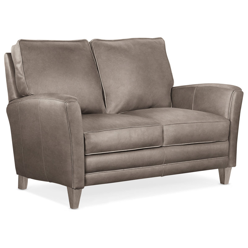 Zion Upholstered 63'' Loveseat, Stone, Empyrean Tweed Genuine Leather