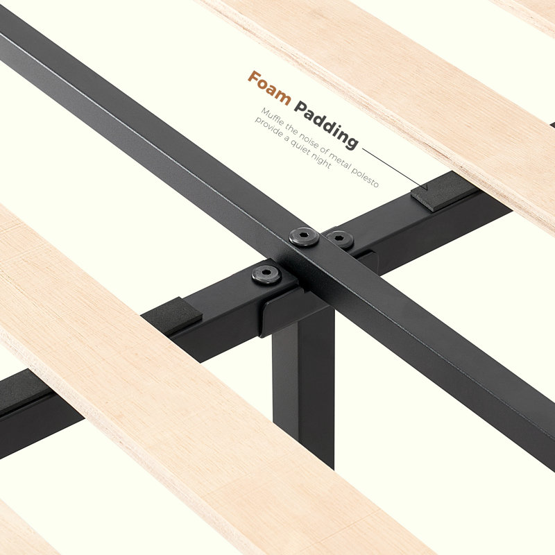 Lit plateforme en bois massif, Simple, Marron foncé
