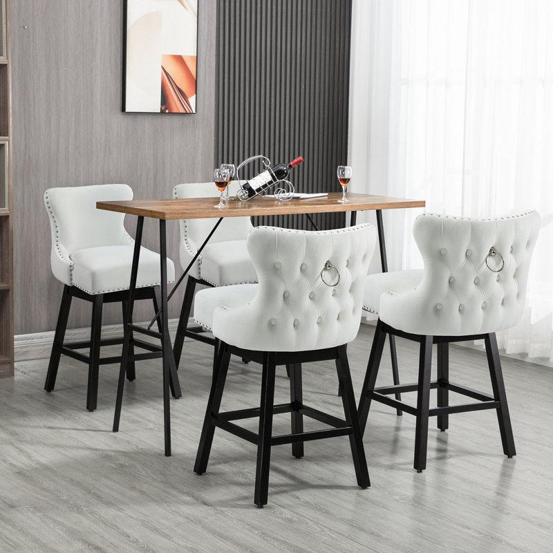 Angelicamae Unfinished Swivel 29'' Stool, 4, Ivory White