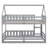 Twin over Twin House Bunk Bed with Fence Guardrail and Door, Solid Wood Frame No Noise Platform Bunk Bed for Kids Bedroom
