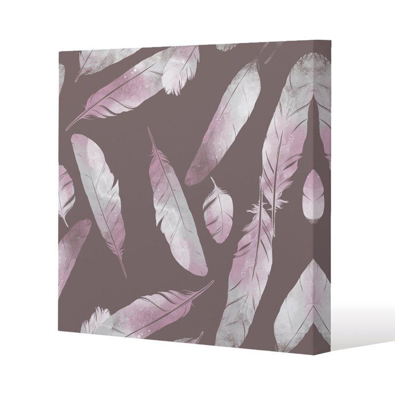 Imprints bird feathers Slim Style Canvas Print , 15mm Slim Real wood., 20cm H x 20cm W