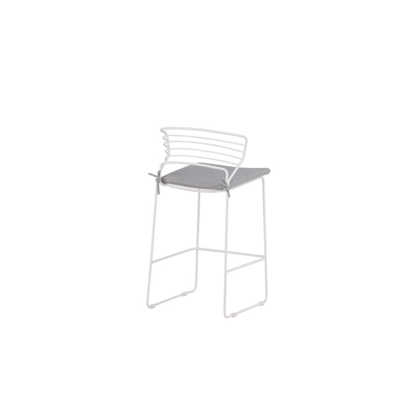 Aysheia Metal Outdoor 65cm Counter Stool with Cushion, White