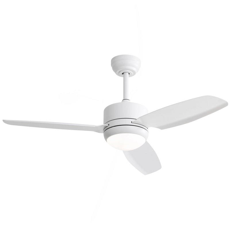 Ventilateur de plafond 46 pouces avec 3 lumières ABS et moteur à 6 vitesses, Blanc