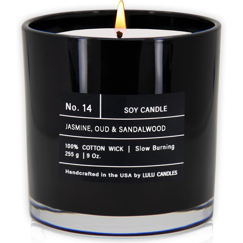 Jasmine, Oud & Sandalwood | Luxury Scented Soy Jar Candle | Hand Poured In The USA | Highly Scented & Long Lasting (9 Oz.)