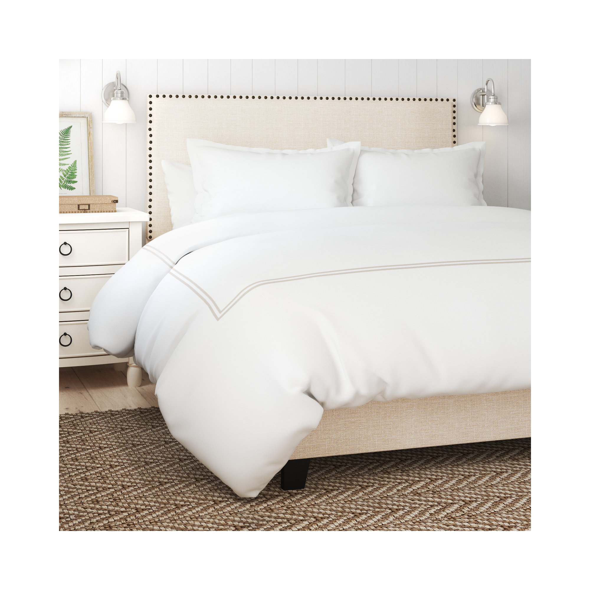 Coltrane Standard Cotton Duvet Cover Set, Champagne, Queen