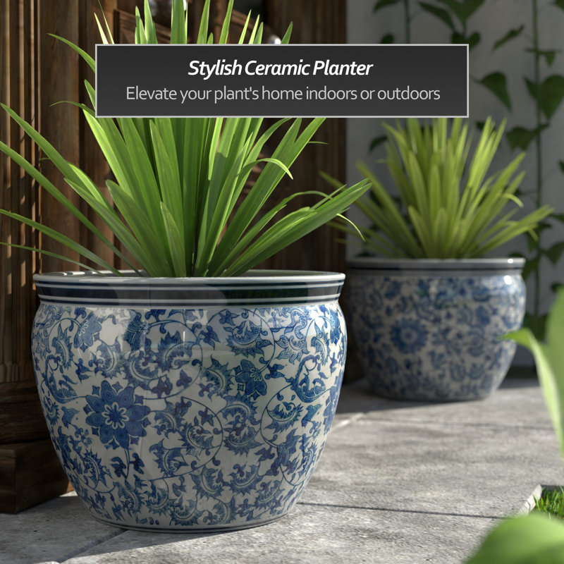 Morawa Handmade Ceramic Cachepot, 16.5" H x 20.5" W x 20" D
