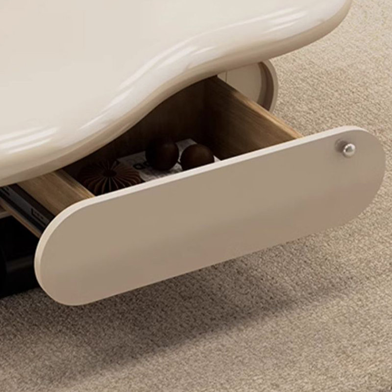 Table basse à piédestal avec rangement, H 14,2 po x L 51,2 po x l 23,6 po, Beige