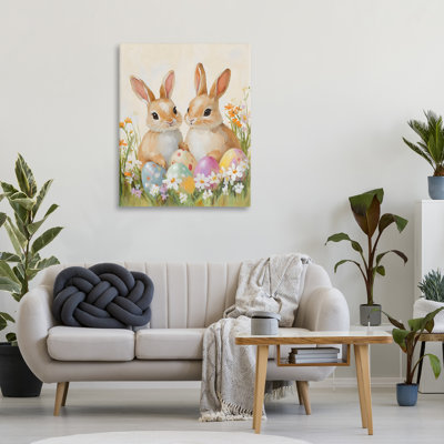 Bunnies with Painted Pâques Eggs Canvas, design par The Prints Vibe