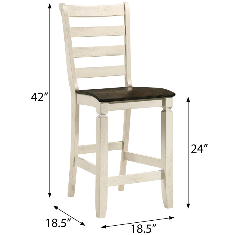 Chêne et comptoir blanc antique de 2, repose-pieds et dossier à lattes pour le confort 2 tabourets blancs, une assise élégante