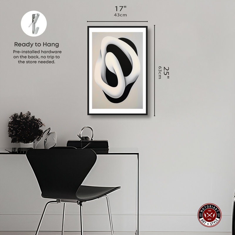 Art abstrait abstrait, "Abstract Design" par Notoriart, Cadre noir, H 25 po x l 17 po