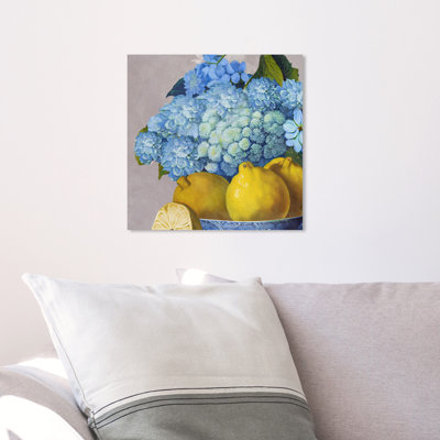 Hortensias et jour des citrons - Peinture