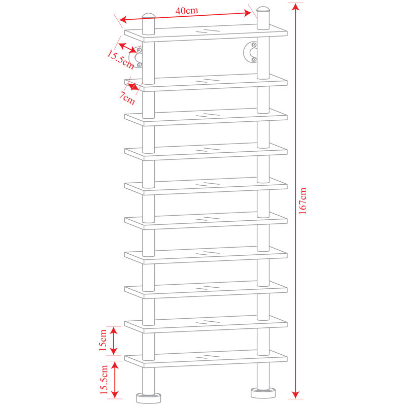 167cm H Wall Mounted Media Storage
