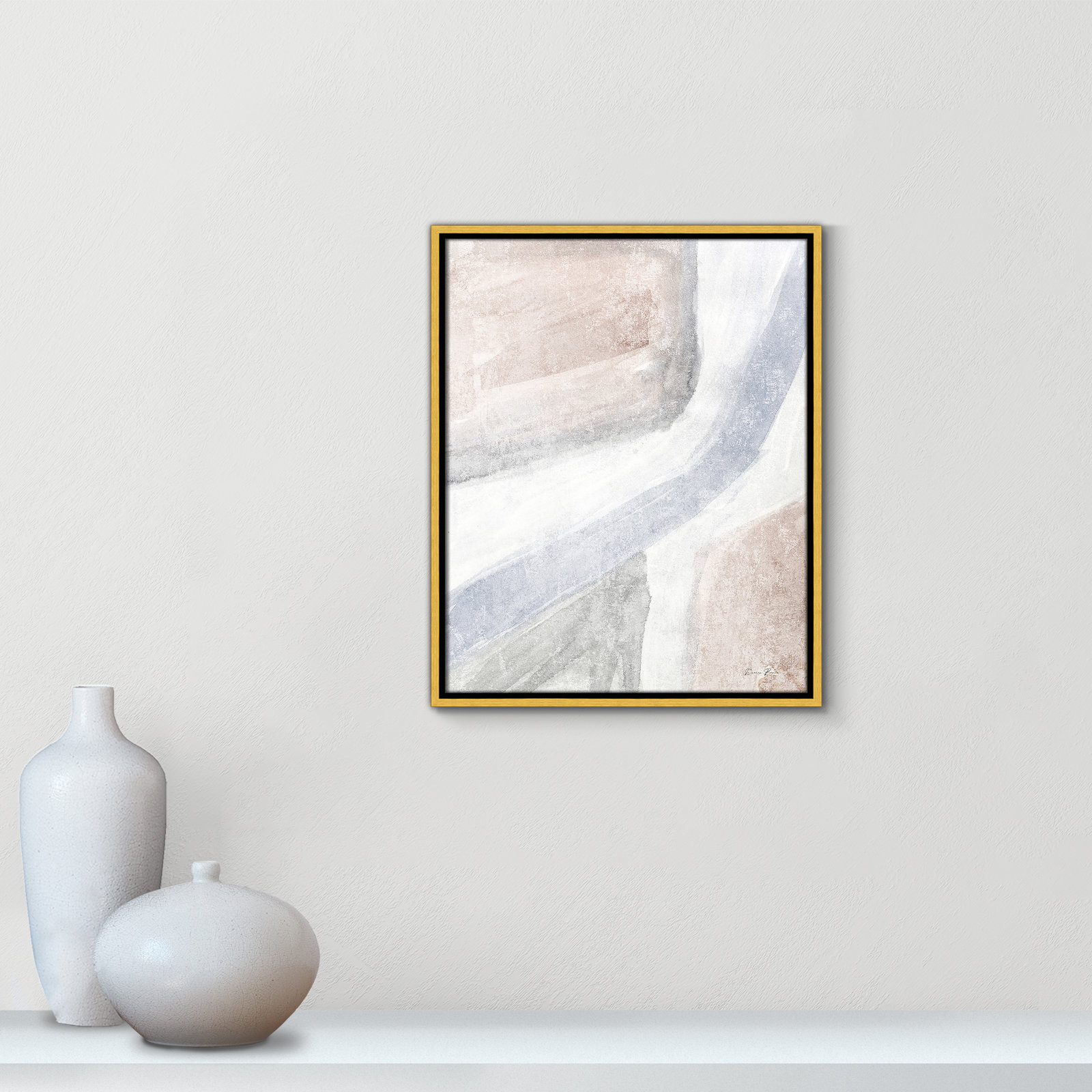 Helmsford "Soften 1" Painting, 21.5" H x 17.5" W x 2" D, Gold