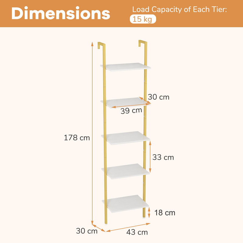 178cm H x 43cm W Metal Bookcase