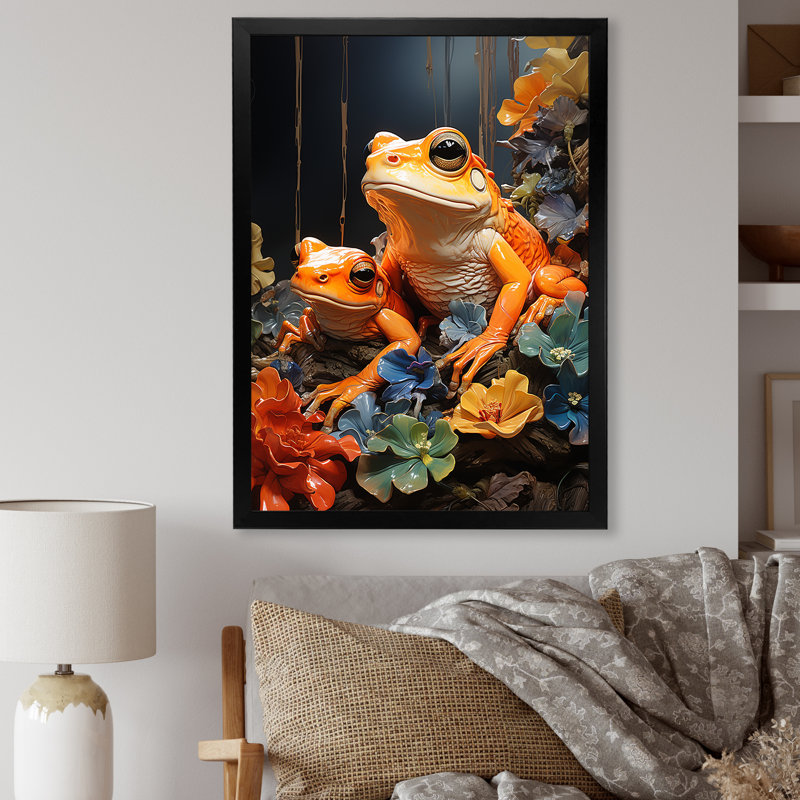 «Expressionist Frog Spirit» sur impression sur toile, H 40 po x l 30 po x P 1,5 po, Cadre simple noir