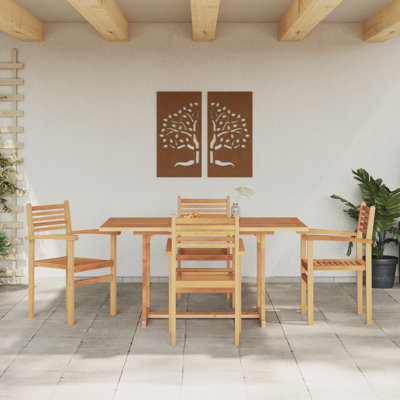 4 - Person Wood Patio Dining Set with Rectangular Table