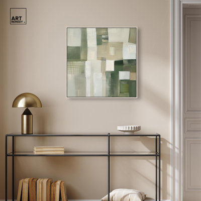 Décoration murale moderne en toile vert pâle Jade II 