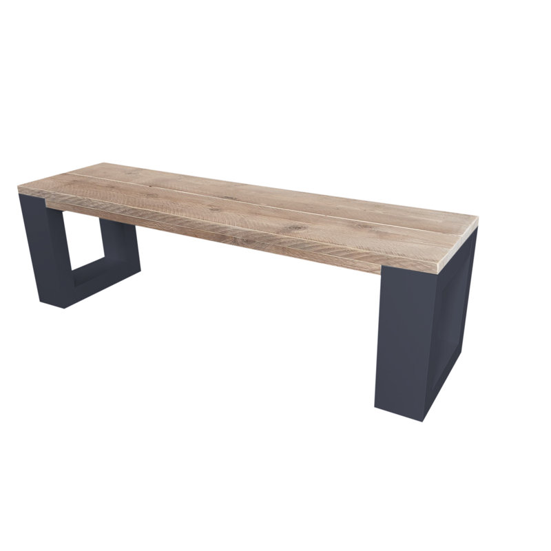 Pittsburg Wooden Garden Bench, 43 cm H x 190 cm W x 38 cm D, Brown/White