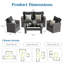 4 Piece Rattan Sofa Seating Group With Back&Seat Cushions