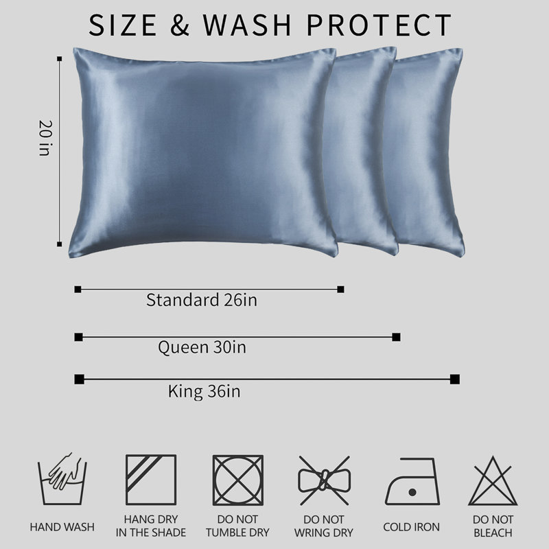 100% Mulberry Silk Pillowcase, Dusty Blue, King Pillowcase