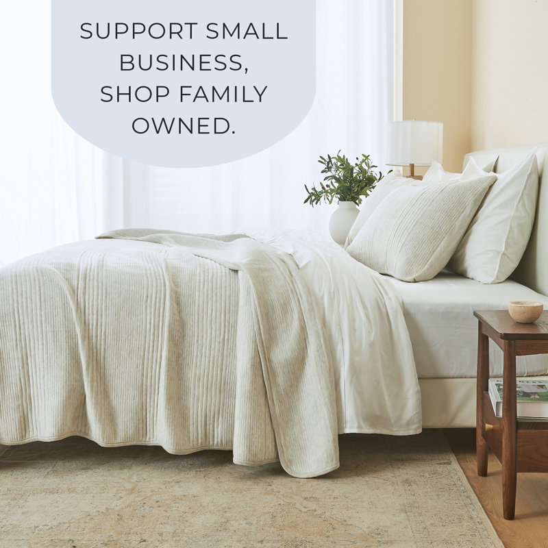 Heathered Oatmeal Twin Cotton Blend Jersey Knit Quilt Set
