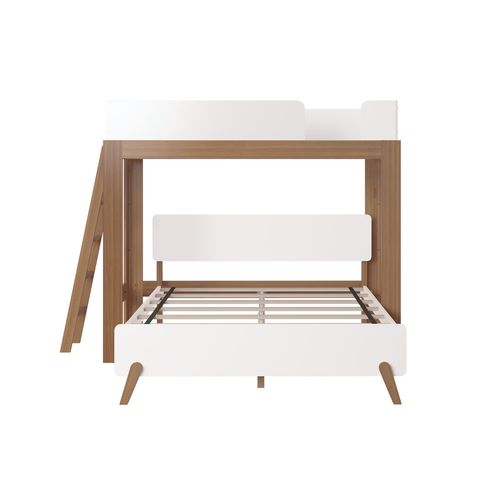 Ambur Solid Wood L-Shaped Bunk Beds by Isabelle & Max, Twin over Queen, White/Brown